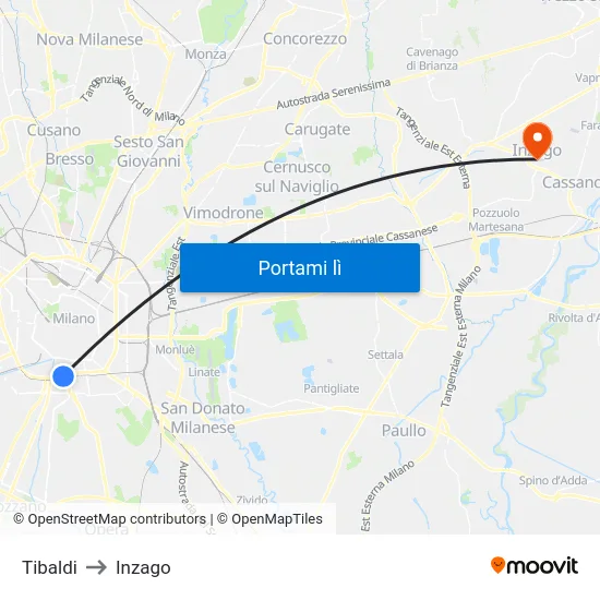 Tibaldi to Inzago map