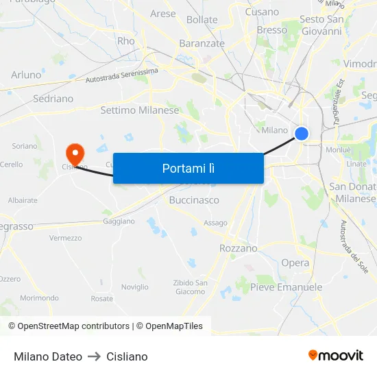 Milano Dateo to Cisliano map