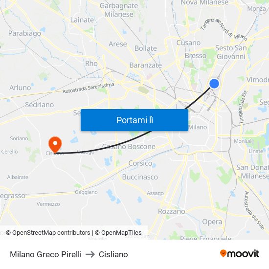 Milano Greco Pirelli to Cisliano map