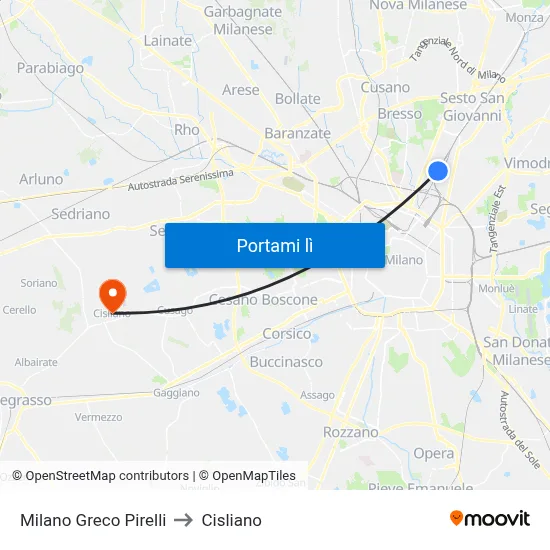 Milano Greco Pirelli to Cisliano map
