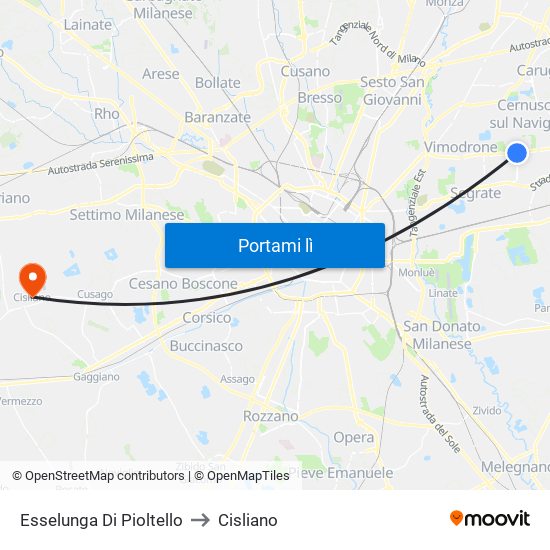 Esselunga Di Pioltello to Cisliano map