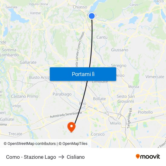 Como - Stazione Lago to Cisliano map