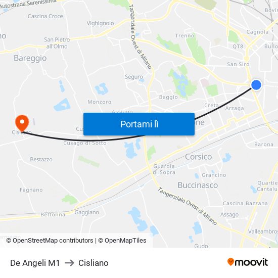 De Angeli M1 to Cisliano map