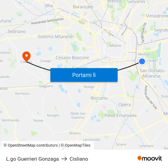 L.go Guerrieri Gonzaga to Cisliano map