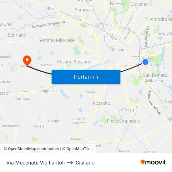 Via Mecenate Via Fantoli to Cisliano map