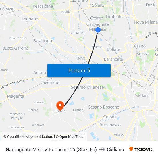 Garbagnate M.se V. Forlanini, 16 (Staz. Fn) to Cisliano map