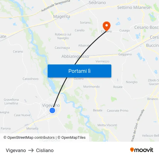Vigevano to Cisliano map
