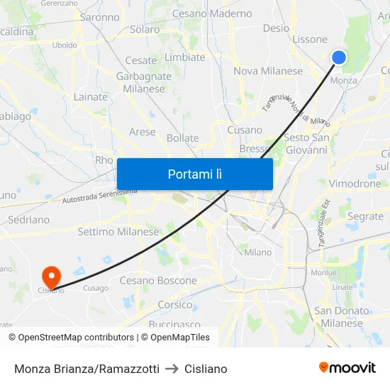 Monza Brianza/Ramazzotti to Cisliano map