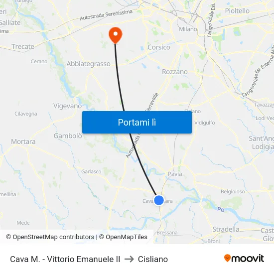 Cava M. - Vittorio Emanuele II to Cisliano map