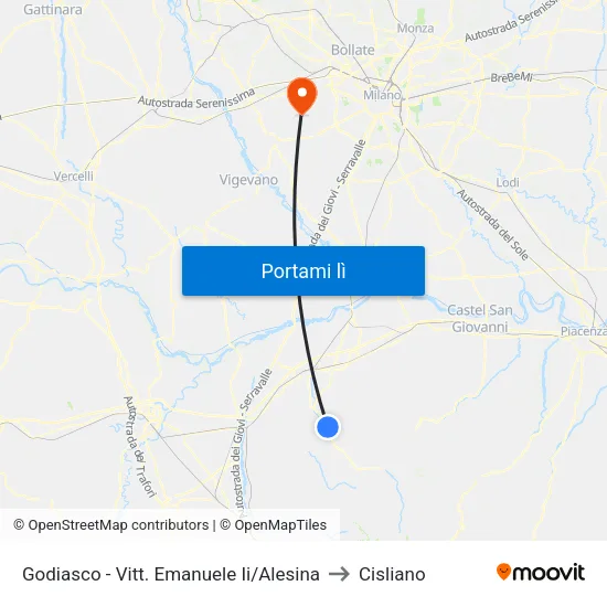 Godiasco - Vitt. Emanuele Ii/Alesina to Cisliano map