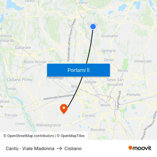 Cantù - Viale Madonna to Cisliano map