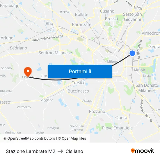 Stazione Lambrate M2 to Cisliano map