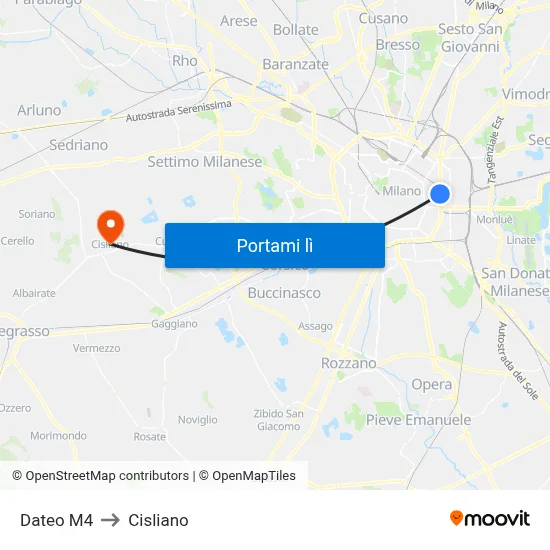Dateo M4 to Cisliano map