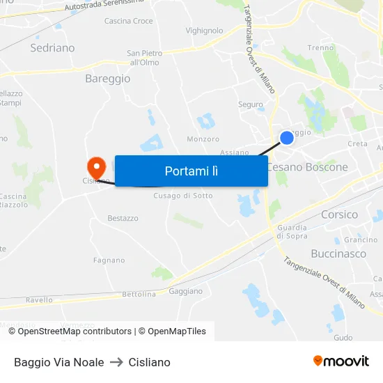 Baggio Via Noale to Cisliano map