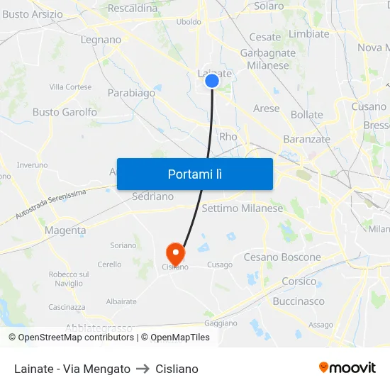 Lainate - Via Mengato to Cisliano map