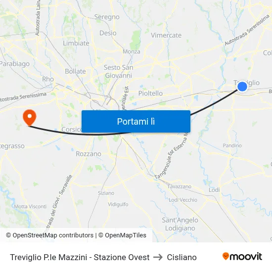 Treviglio P.le Mazzini - Stazione Ovest to Cisliano map