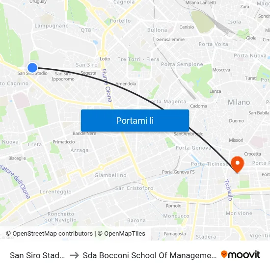 San Siro Stadio to Sda Bocconi School Of Management map