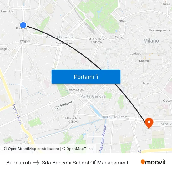 Buonarroti to Sda Bocconi School Of Management map