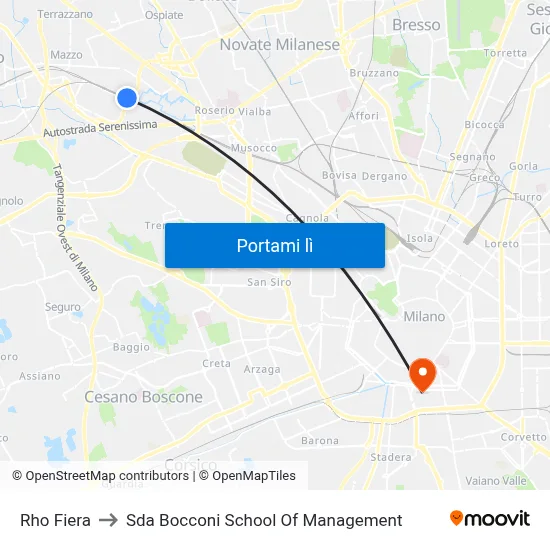 Rho Fiera to Sda Bocconi School Of Management map