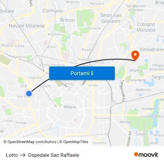 Lotto to Ospedale San Raffaele map