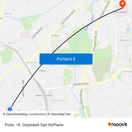 Piola to Ospedale San Raffaele map