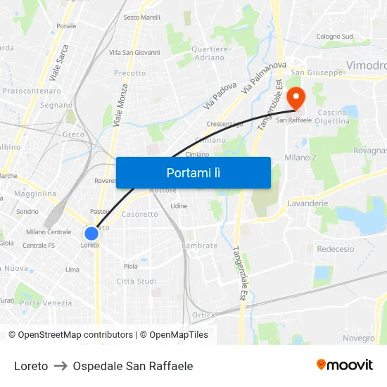 Loreto to Ospedale San Raffaele map