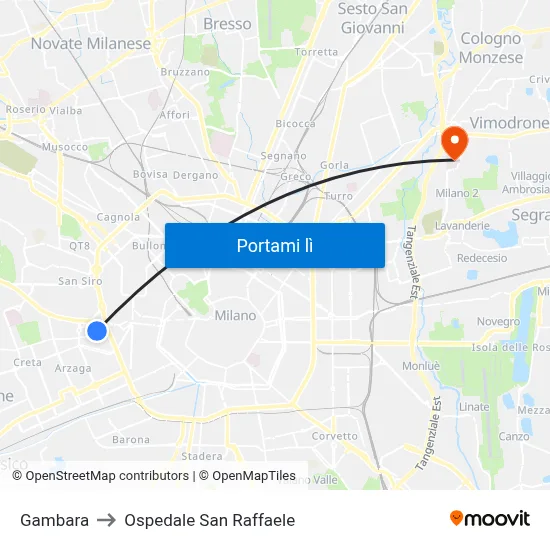 Gambara to Ospedale San Raffaele map