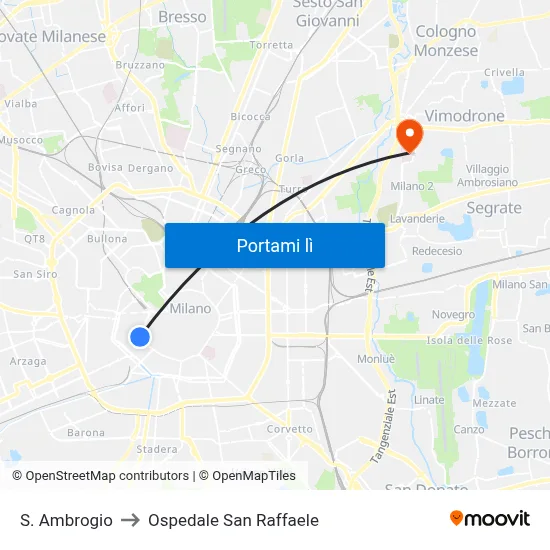 S. Ambrogio to Ospedale San Raffaele map