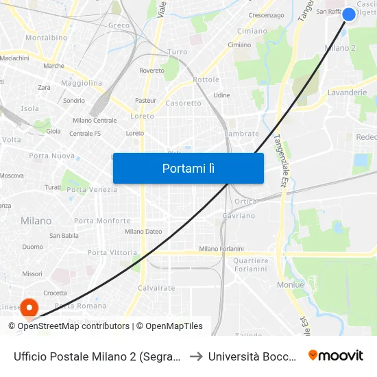 Ufficio Postale Milano 2 (Segrate) to Università Bocconi map