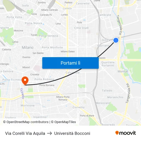 Via Corelli Via Aquila to Università Bocconi map