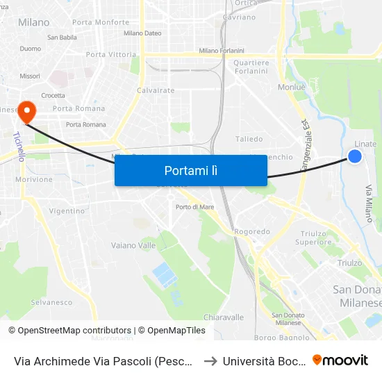 Via Archimede Via Pascoli (Peschiera B.) to Università Bocconi map