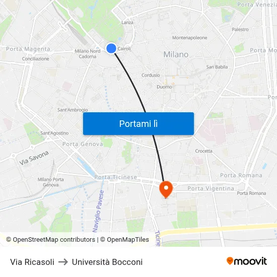 Via Ricasoli to Università Bocconi map