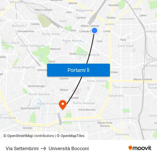 Via Settembrini to Università Bocconi map
