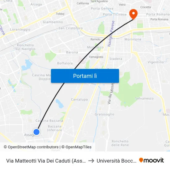 Via Matteotti Via Dei Caduti (Assago) to Università Bocconi map