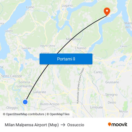 Milan Malpensa Airport (Mxp) to Ossuccio map