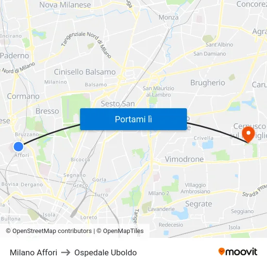 Milano Affori to Ospedale Uboldo map
