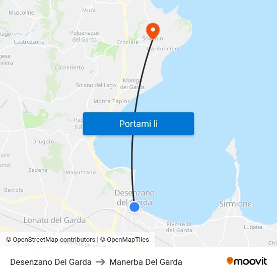 Desenzano Del Garda to Manerba Del Garda map