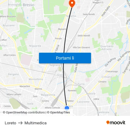 Loreto to Multimedica map