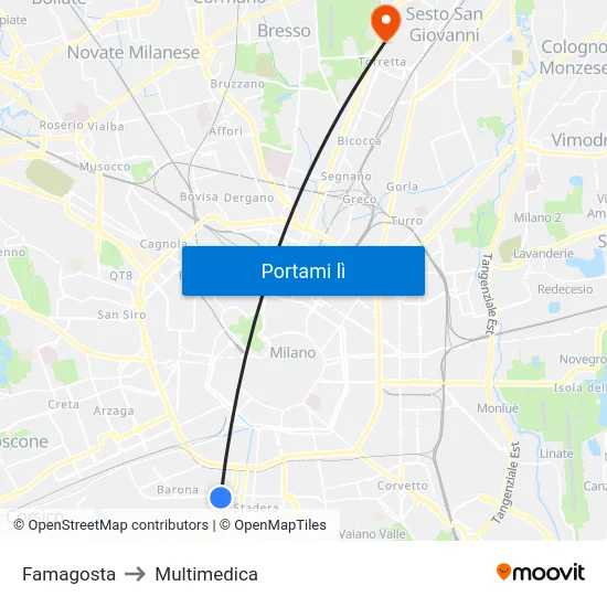 Famagosta to Multimedica map