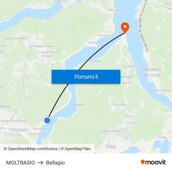 MOLTRASIO to Bellagio map