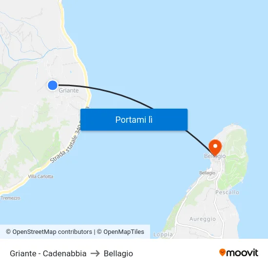 Griante - Cadenabbia to Bellagio map