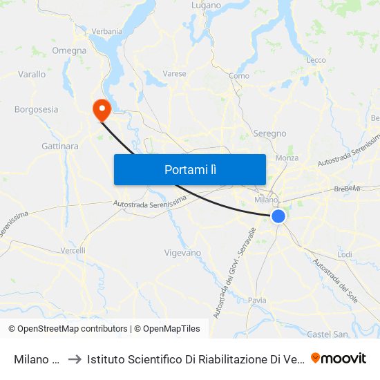 Milano Rogoredo to Istituto Scientifico Di Riabilitazione Di Veruno - Fondazione Salvatore Maugeri map