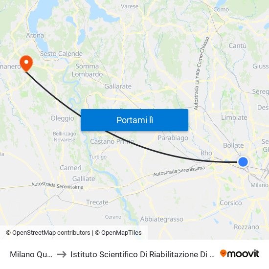 Milano Quarto Oggiaro to Istituto Scientifico Di Riabilitazione Di Veruno - Fondazione Salvatore Maugeri map