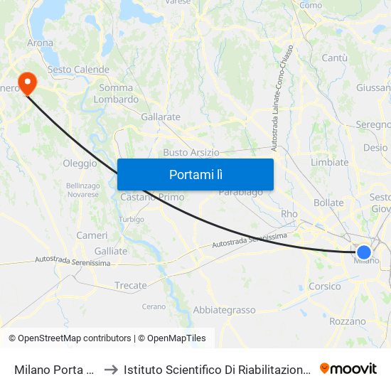 Milano Porta Garibaldi (Passante) to Istituto Scientifico Di Riabilitazione Di Veruno - Fondazione Salvatore Maugeri map