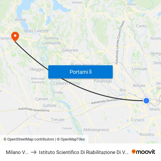 Milano Villapizzone to Istituto Scientifico Di Riabilitazione Di Veruno - Fondazione Salvatore Maugeri map