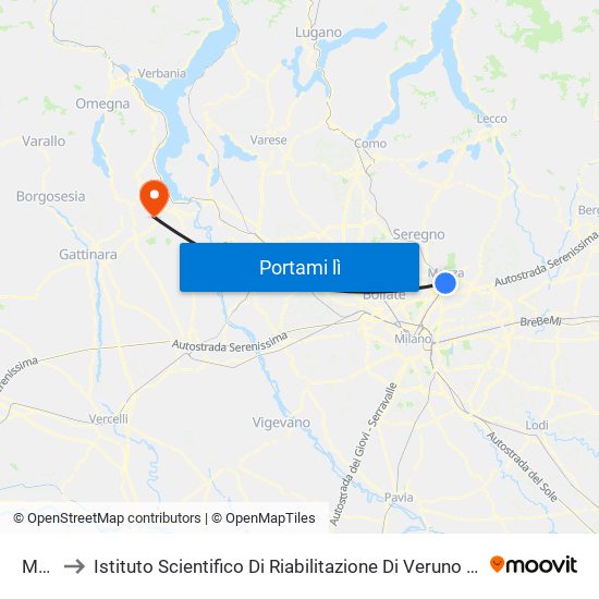 Monza to Istituto Scientifico Di Riabilitazione Di Veruno - Fondazione Salvatore Maugeri map