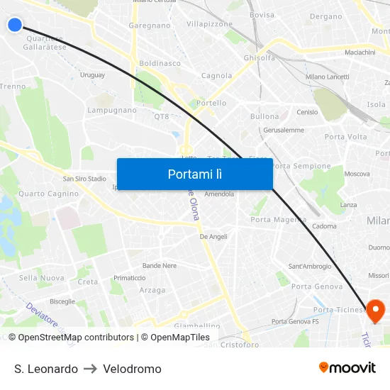 S. Leonardo to Velodromo map