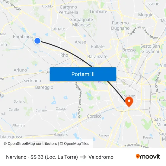 Nerviano - SS 33 (Loc. La Torre) to Velodromo map