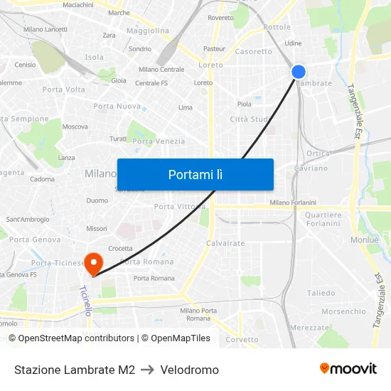 Stazione Lambrate M2 to Velodromo map