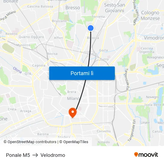 Ponale M5 to Velodromo map